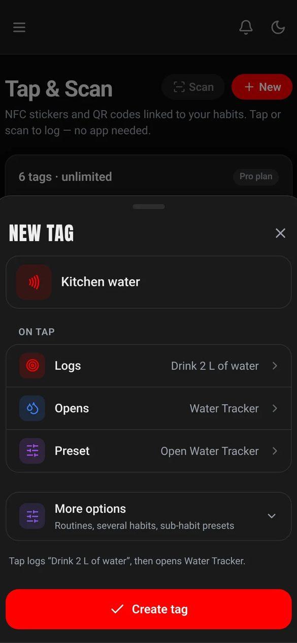 Setting up a tag in Habit Nova