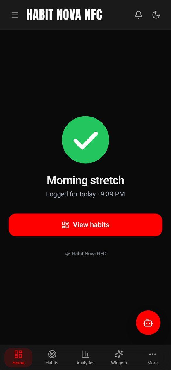 Habit Nova Tap and Scan screen